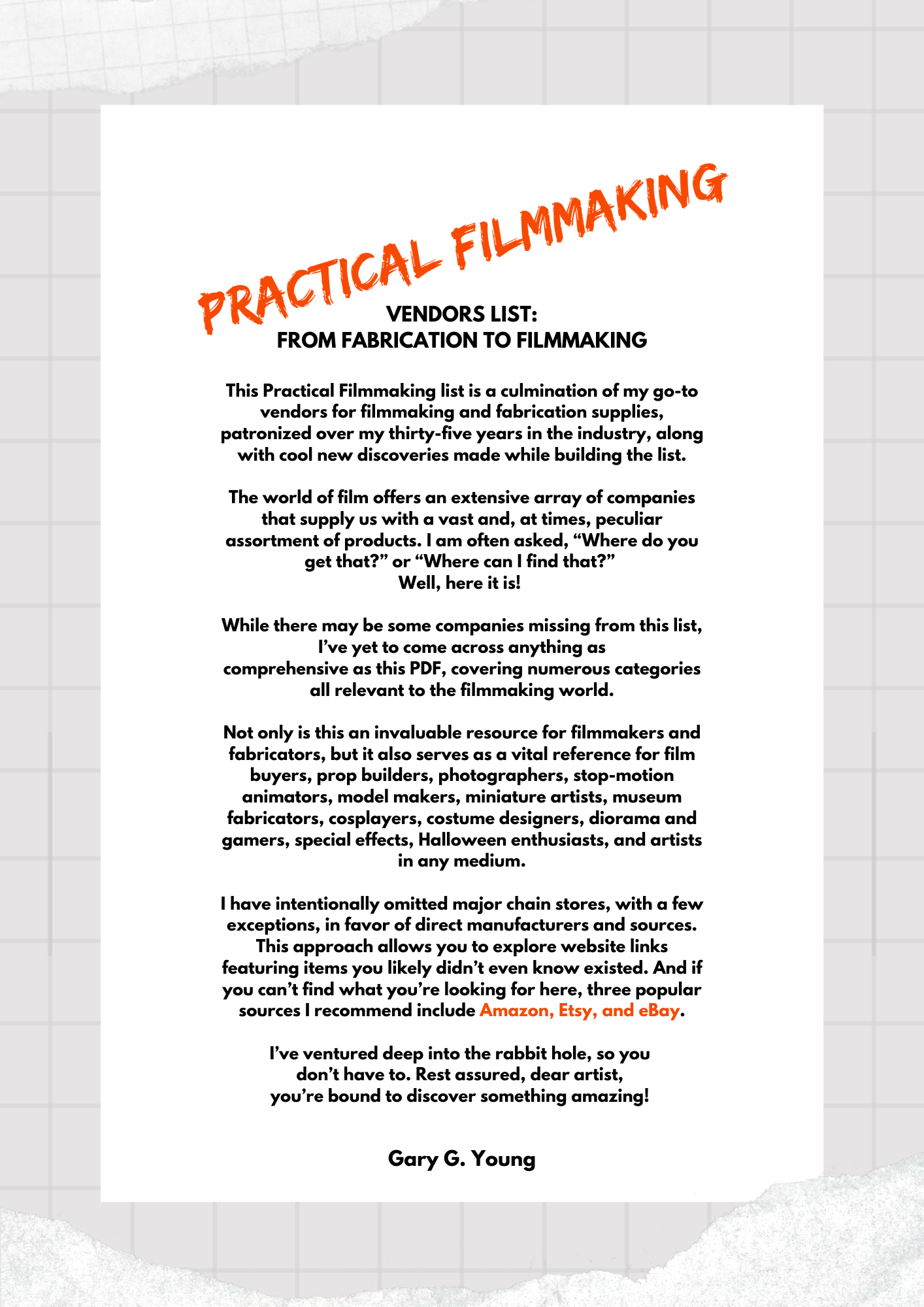 Practical Filmmaking's ULTIMATE Vendors List: From Fabrication to Filmmaking