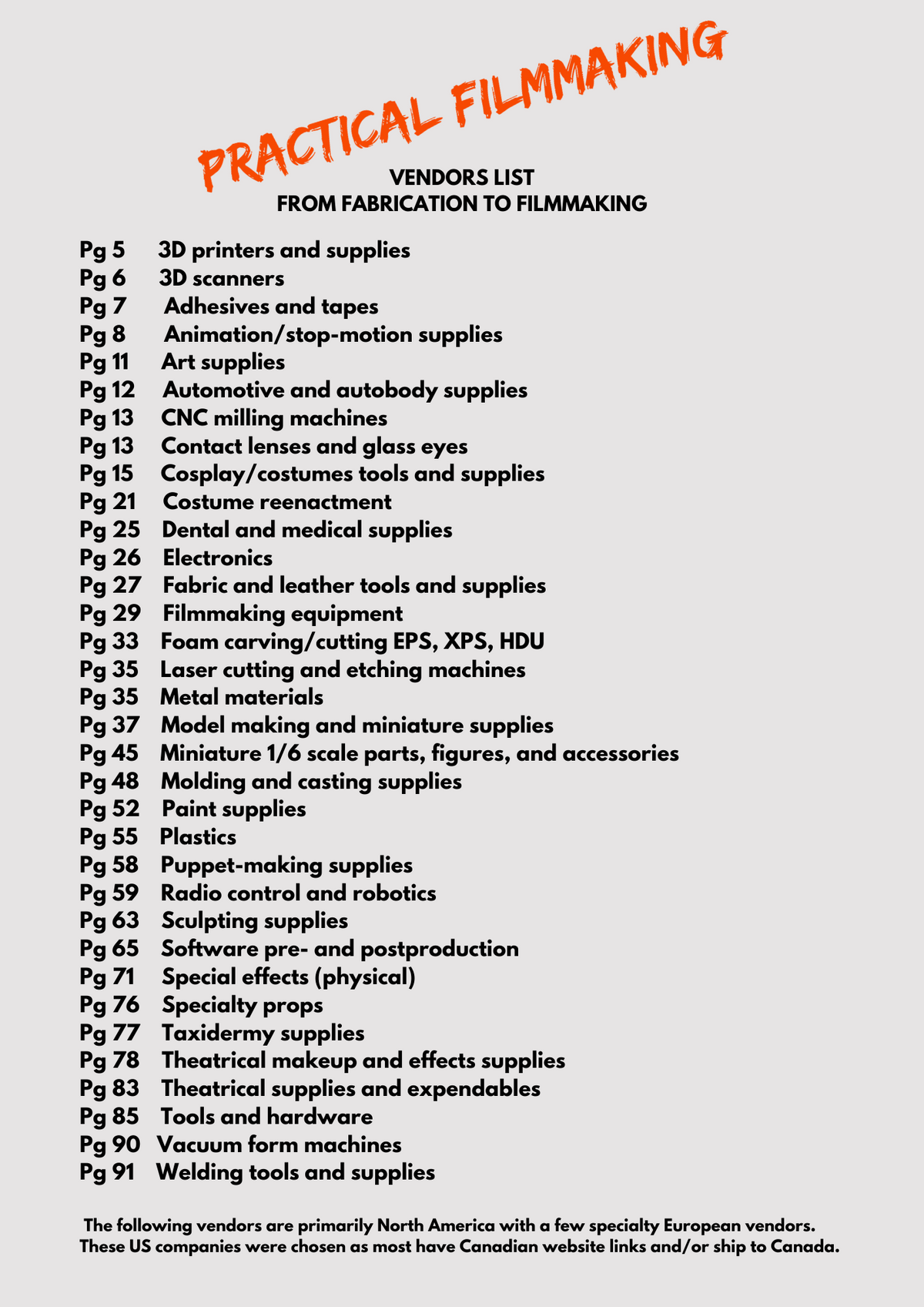 Filmmaking List Practical Filmmaking's ULTIMATE Vendors List: From Fabrication to Film ...