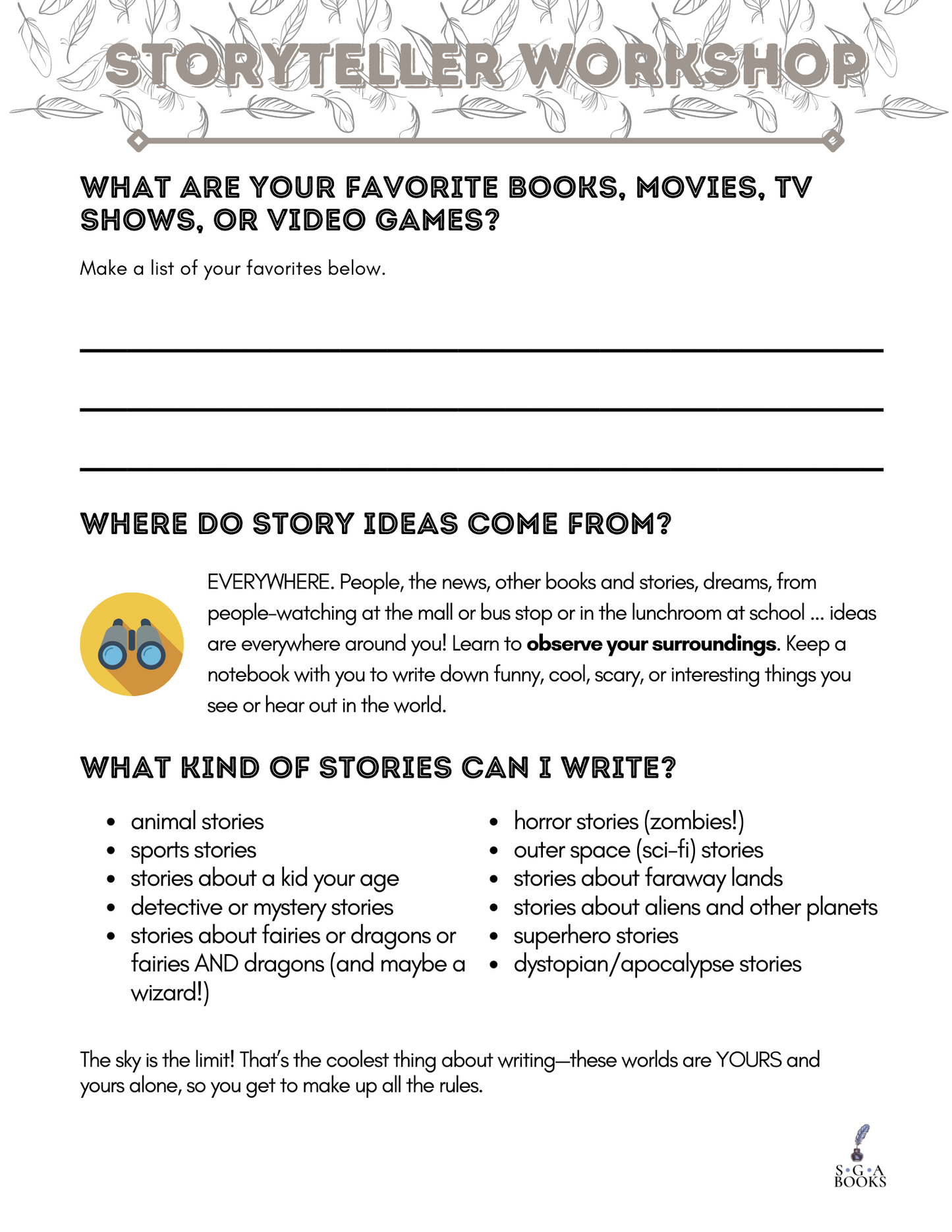 Storyteller Workshop PDF for Elementary and Middle School